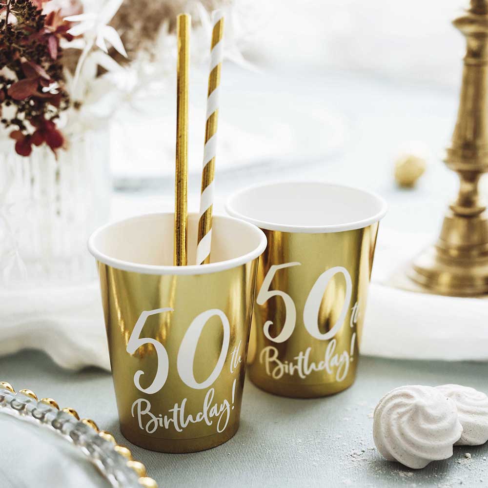 Gold cardboard "50th Birthday"