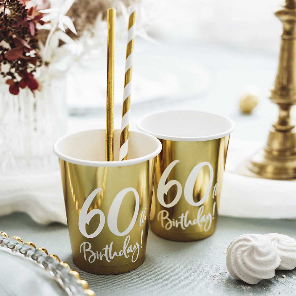 Gold cardboard glass "60th Birthday"