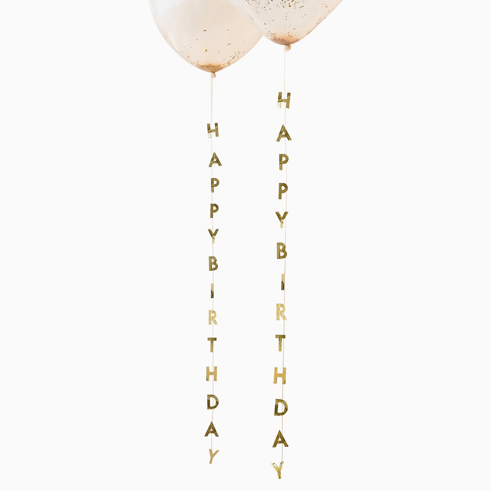 Vertical garland "Happy Birthday" gold