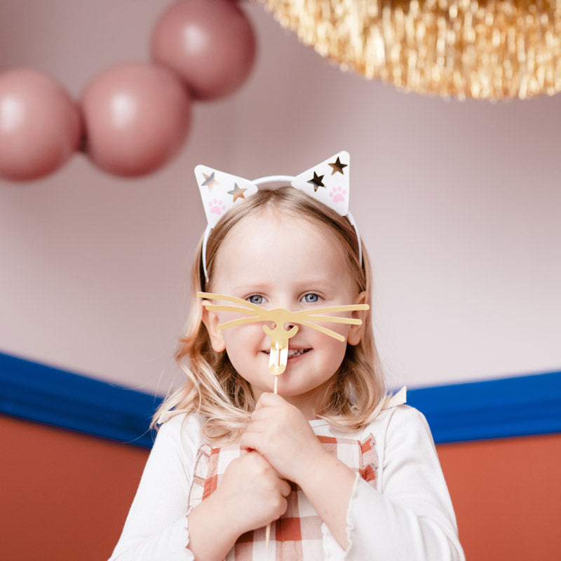 SET diadem and mustache with cat stickers