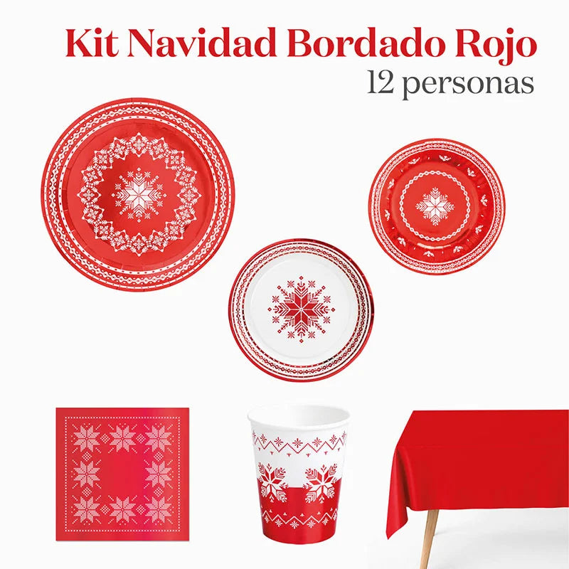 Christmas Build Kit Red embroidery 12 people