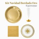 Kit Mesa Basic Navidad Bordado Oro 6 Personas