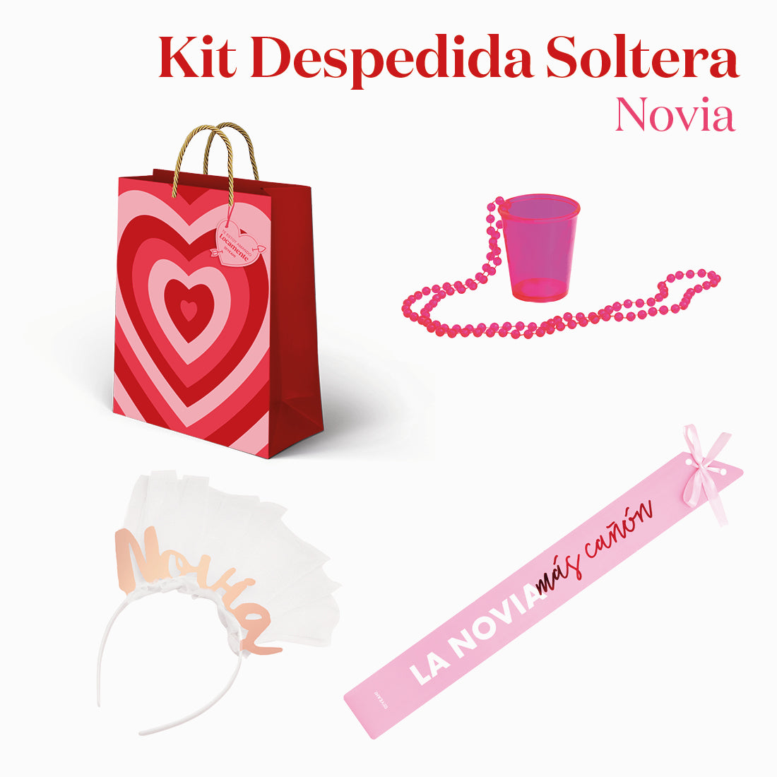 Kit Regalo Bolsa Corazones Despedida de Soltera Novia