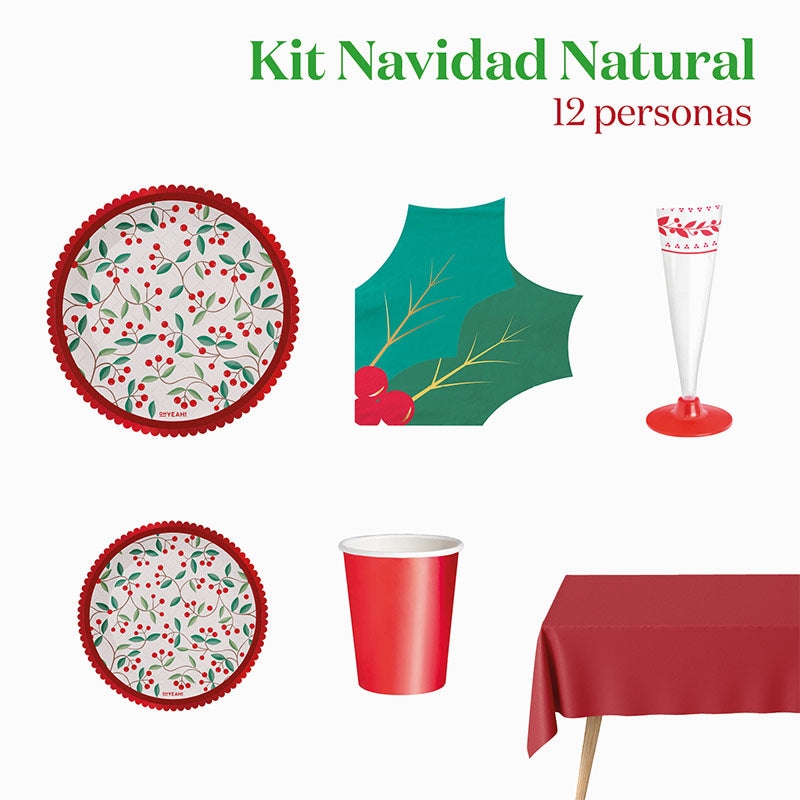 Kit de mesa premium de Natal natural 12 pessoas