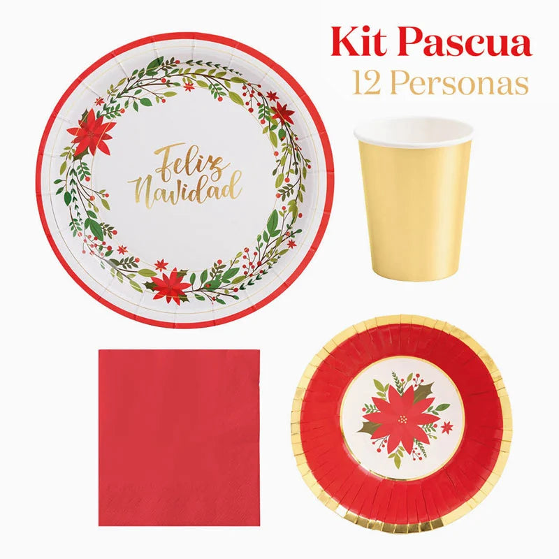 Kit de mesa de Natal 12 pessoas Flor da Páscoa