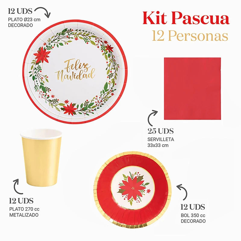 Kit de mesa de Natal 12 pessoas Flor da Páscoa