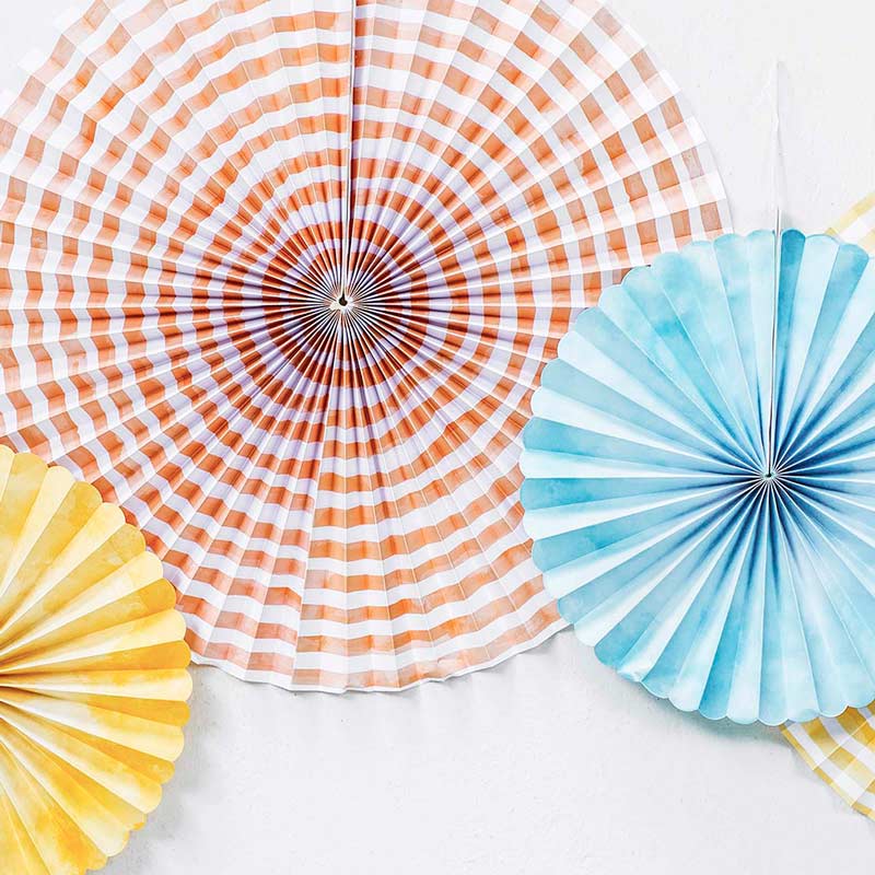 Yellow, Blue and Pink Fan Set