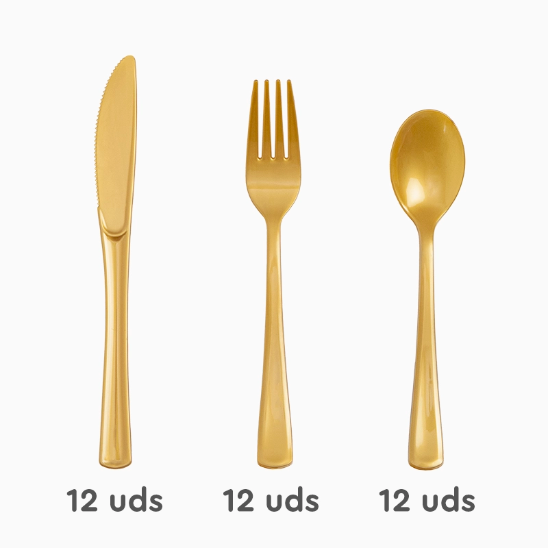 Set Cubiertos Premium Oro 12 Personas