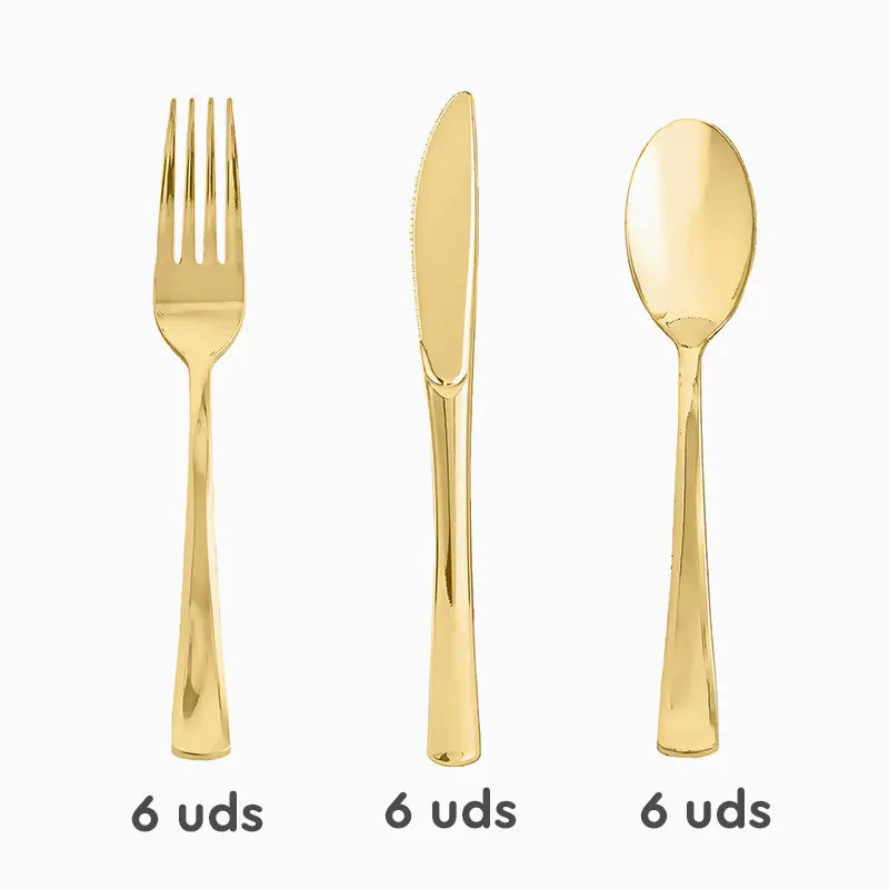 Gold Metallic Premium Plastic Set 6 people