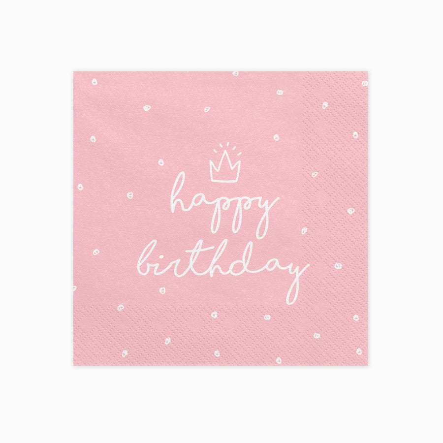 Papel Servietten "Alles Gute zum Geburtstag" Rosa Corona