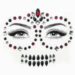 Gemas Faciales Calavera Halloween Negro y Rojo