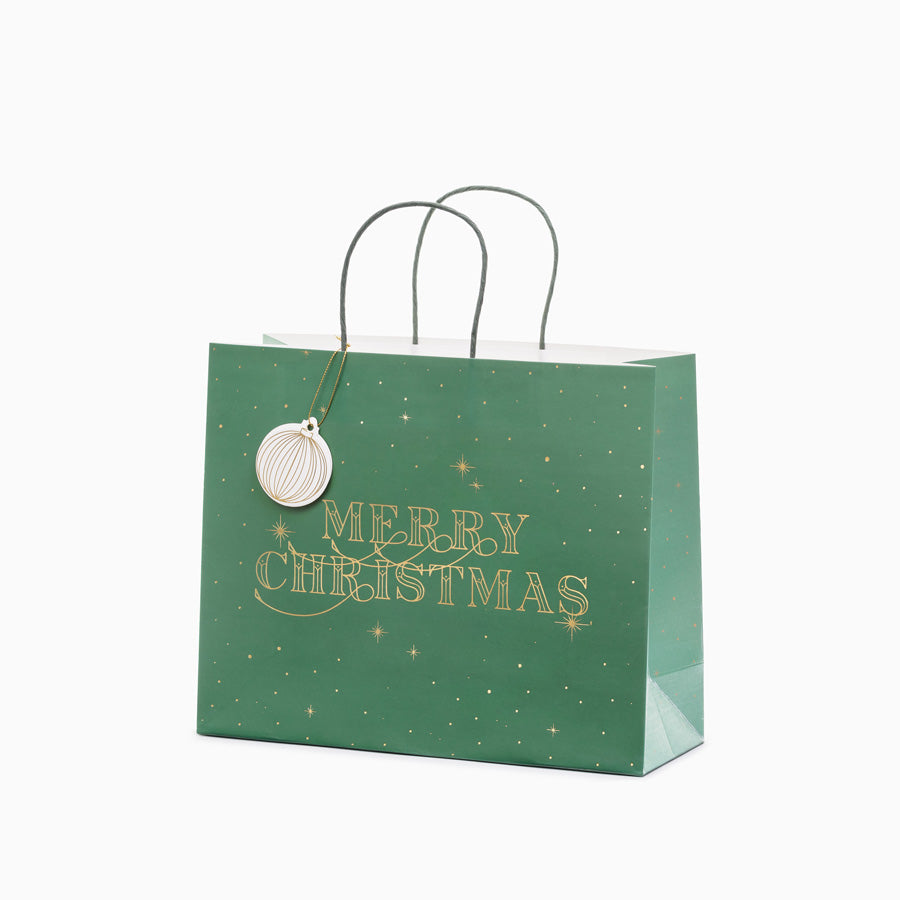 Sac cadeau moyen "Joyeux Noël" vert