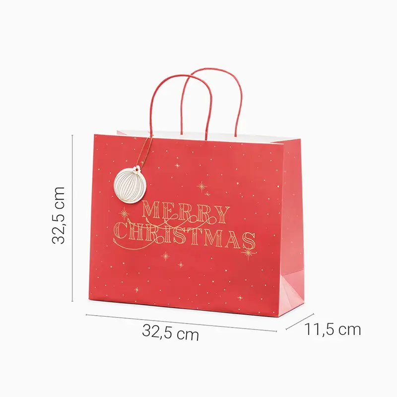 Borsa regalo medio "Buon Natale" rosso