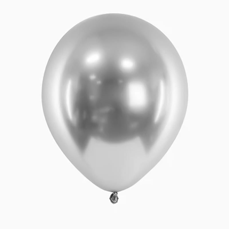 Silver metalized latex balloon