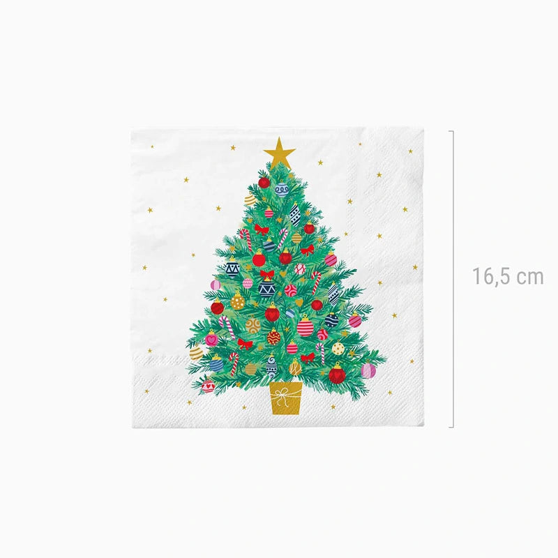 Christmas paper napkins drawing tree