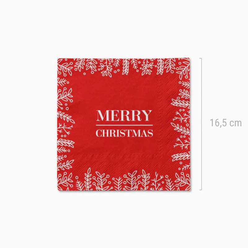 Servilletas Papel 33x33 cm Navidad "Merry Christmas" Rojo