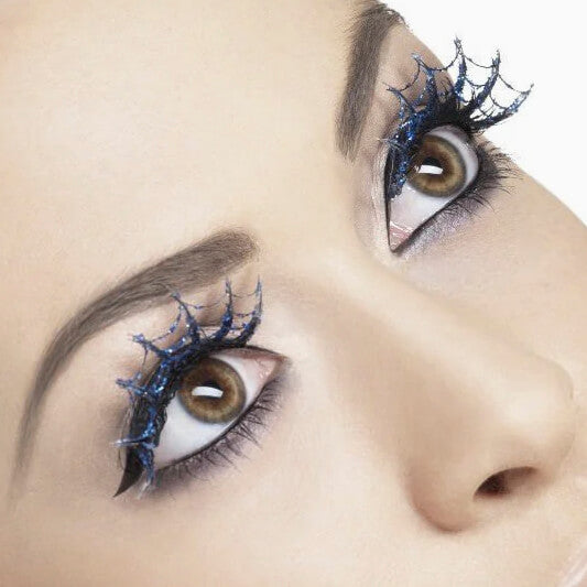 Halloween blue cobweb eyelashes