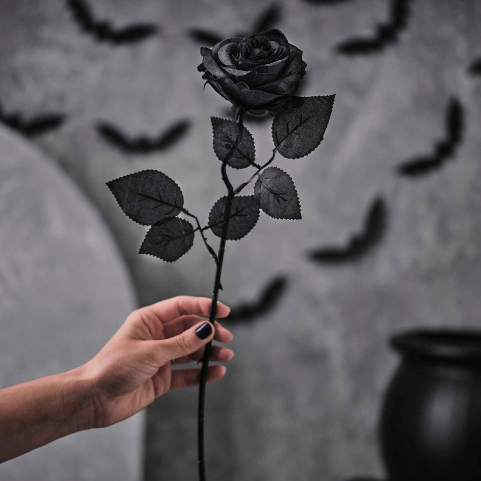 Black artificial rose