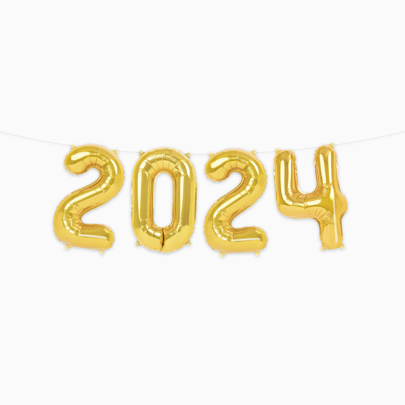 Gold Number 2024 Balloon Set