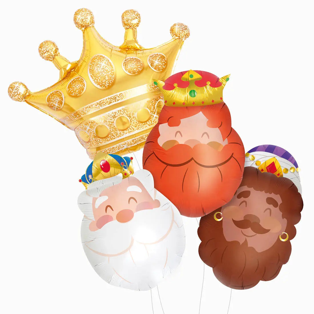 Set Globos Foil Reyes Magos y Corona