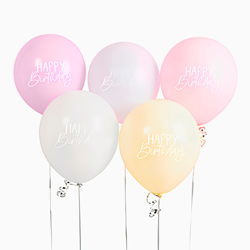 Globos "Happy Birthday" Pastel