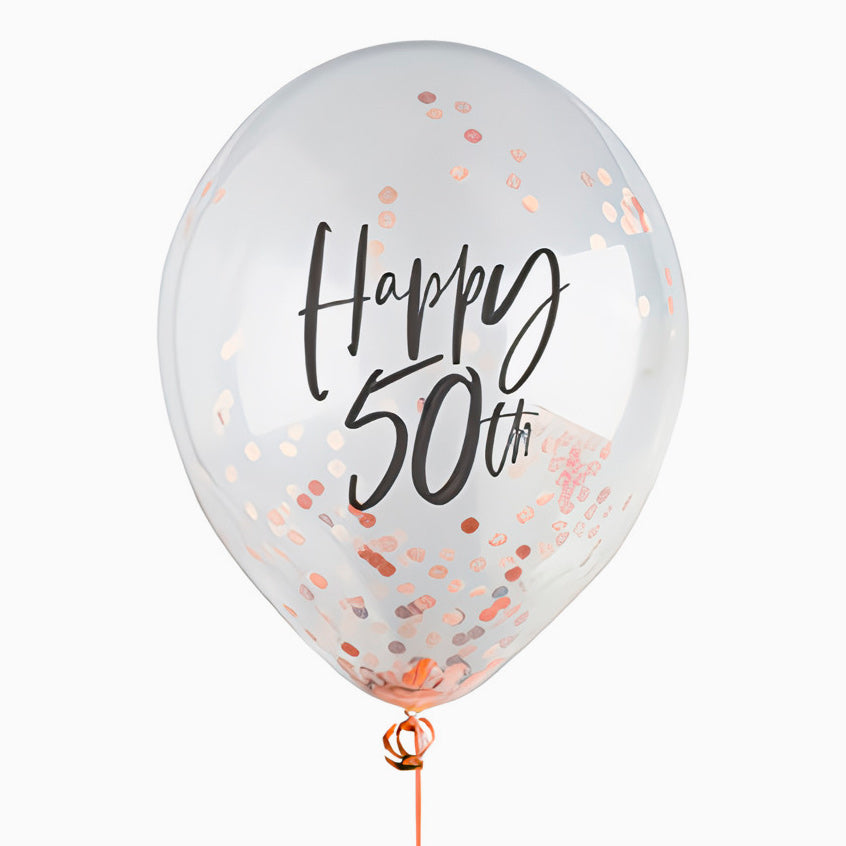 Confeti Globo "Happy 50" Rose gold