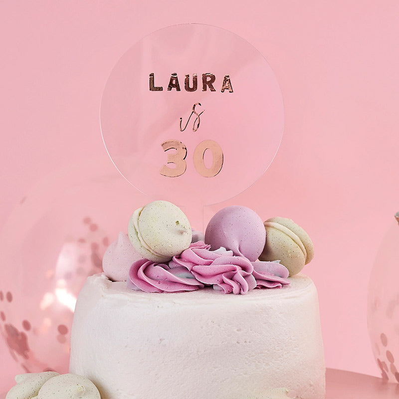 Topper Tarta Personalizado Oro Rosa