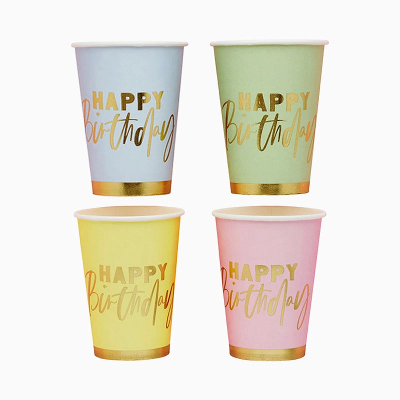 Vaso Happy Birthday Pastel