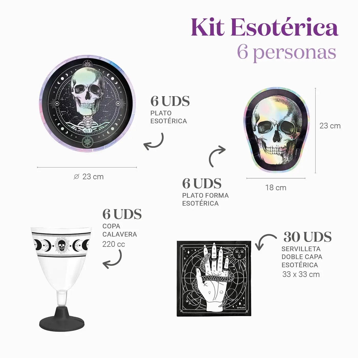 Kit Mesa Basic Esotérico 6 Personas 48 uds