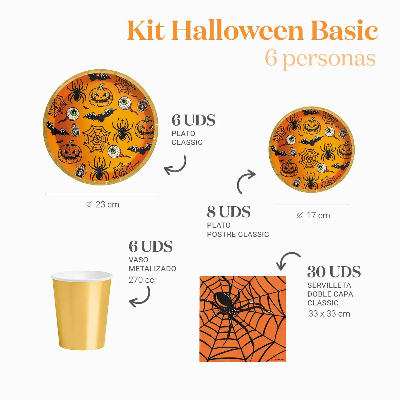 Grundlegende Halloween -Tisch -Kit 6 Personen