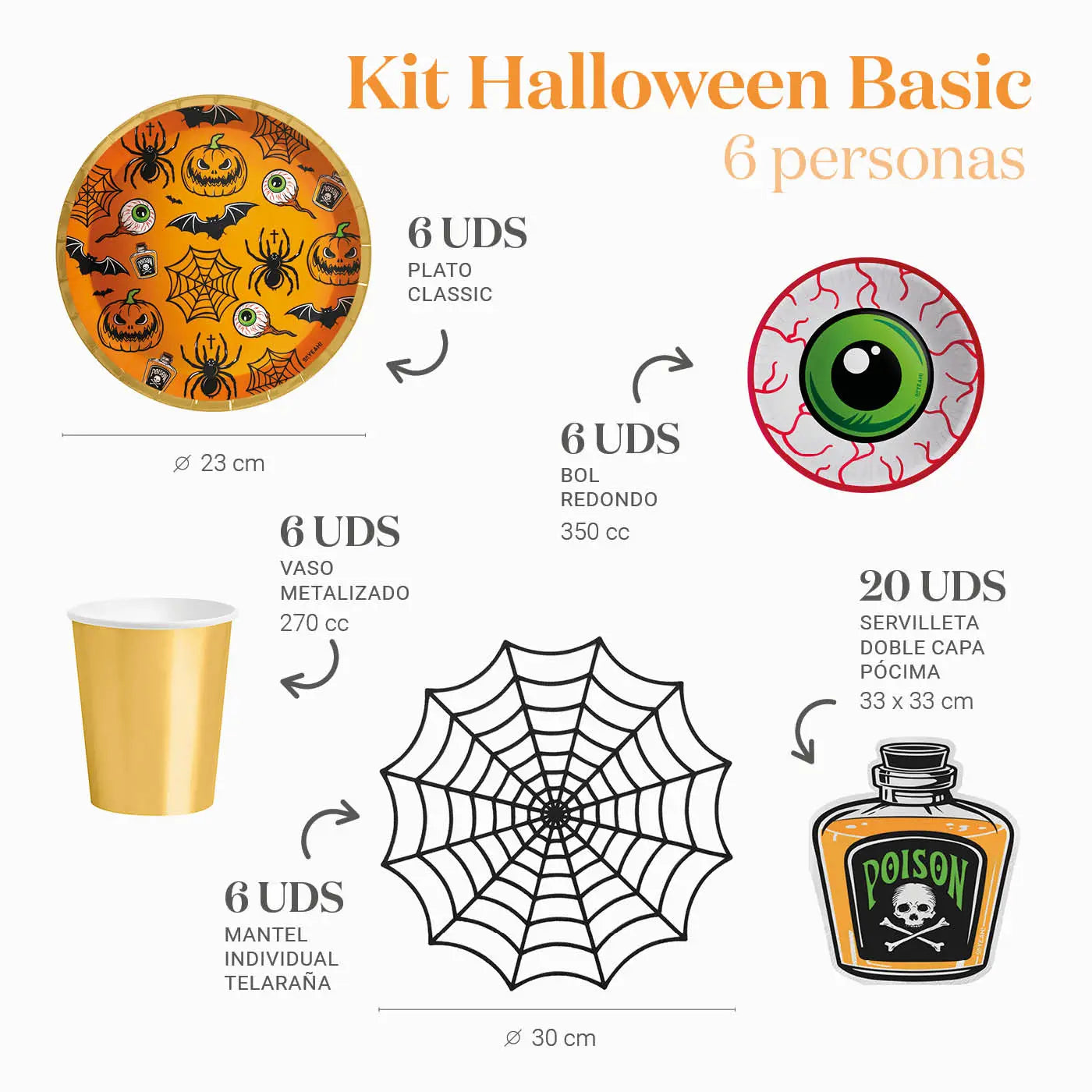 Kit da tavolo di Halloween di base 6 persone