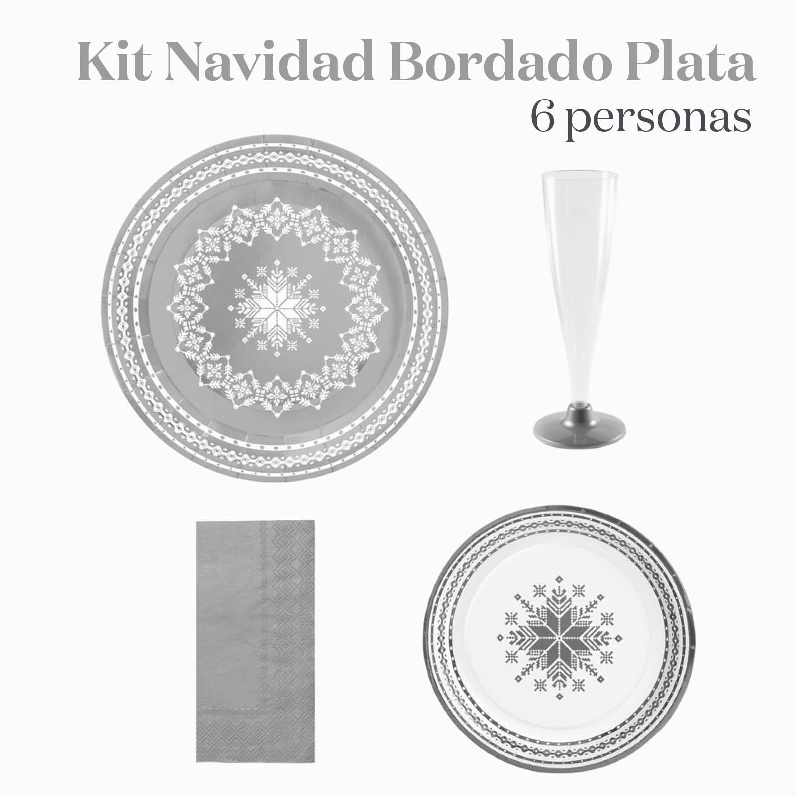 Kit di base Kit ricamato in argento 6 persone