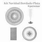 Kit básico de kit básico bordado prateado 6 pessoas