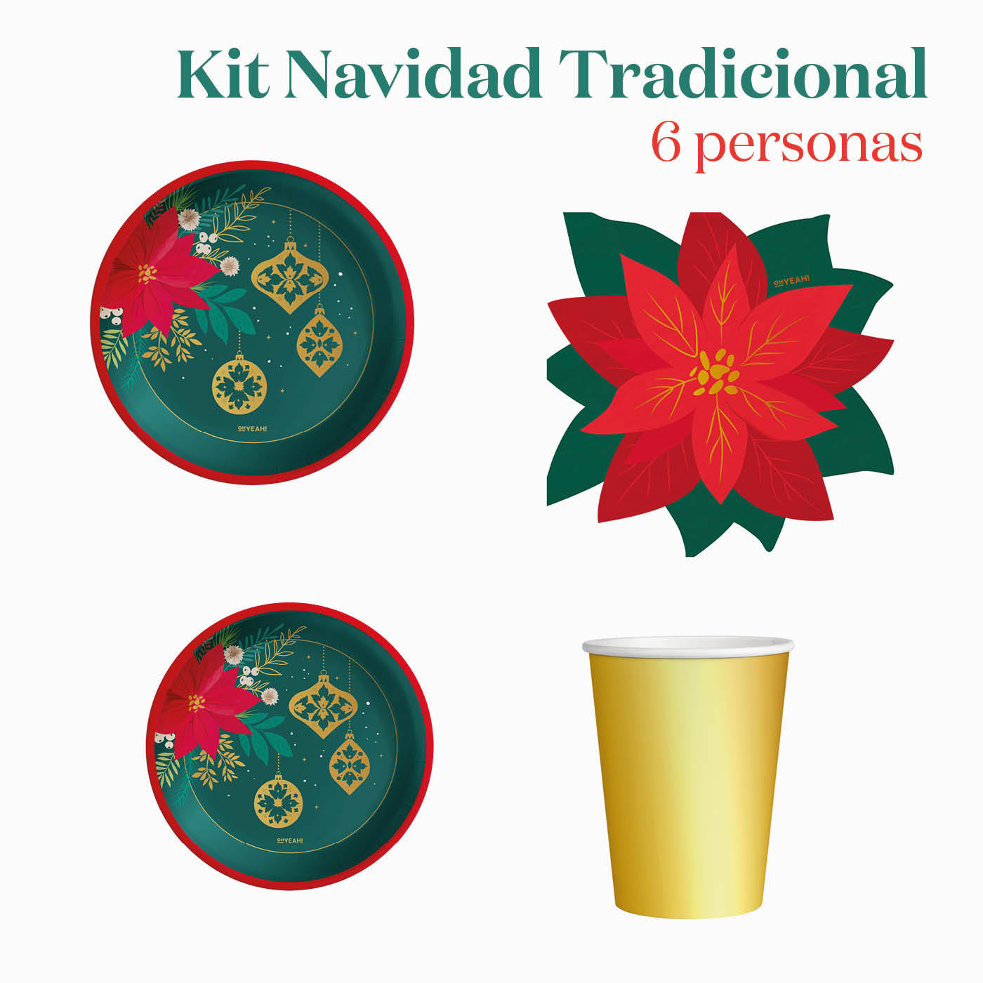 Kit Mesa Basic Navidad Tradicional 6 Personas