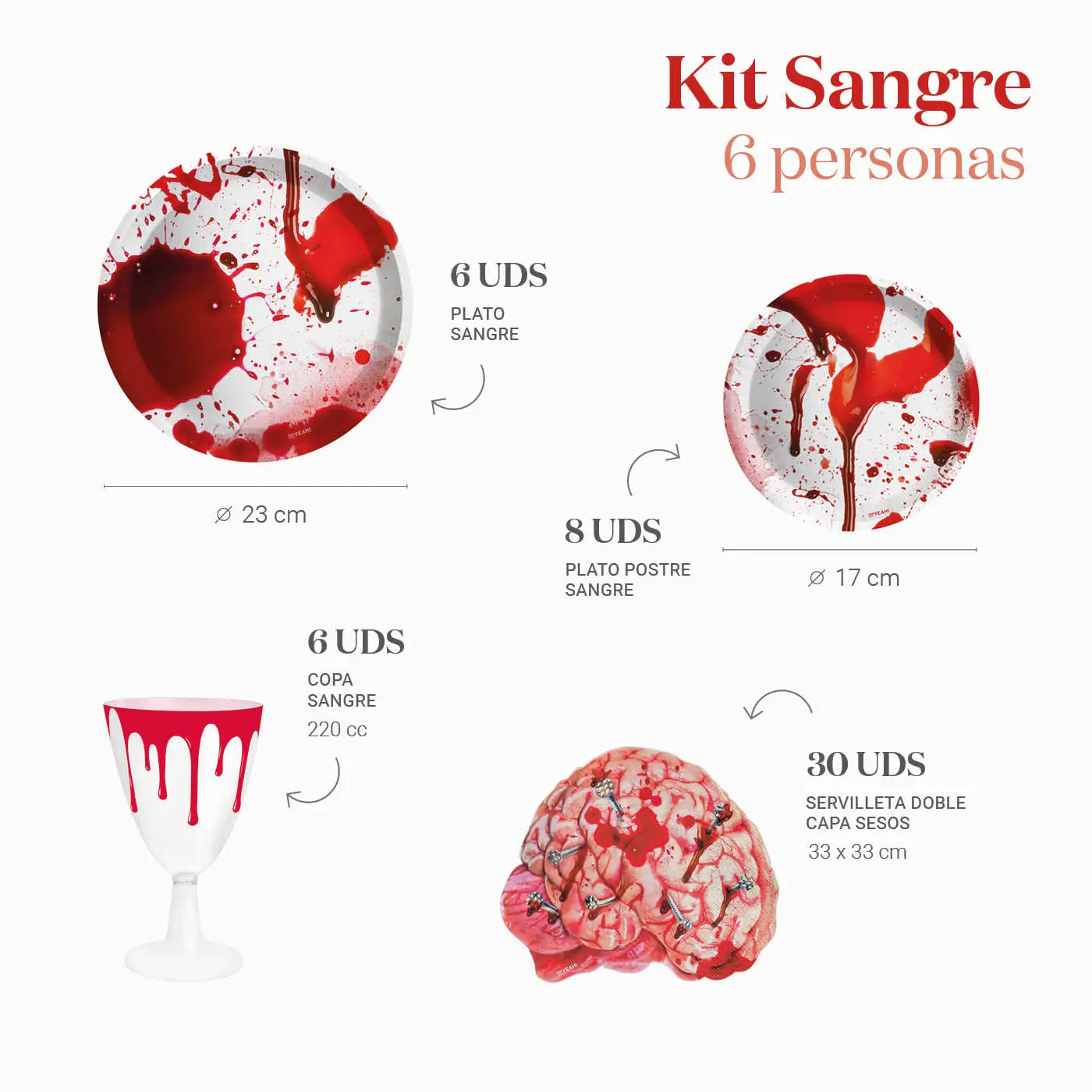 Kit Mesa Basic Sangre 6 Personas