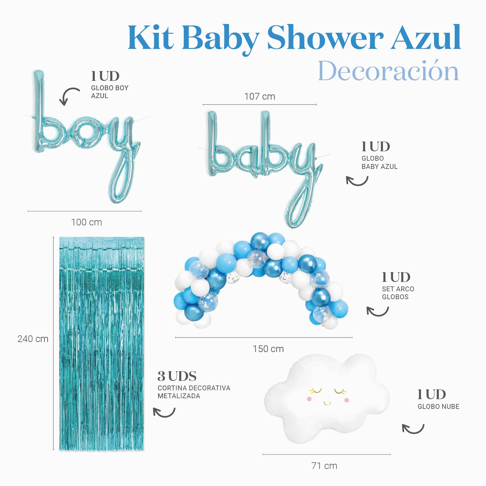 Kit Decoración Ambiente Baby Shower Azul