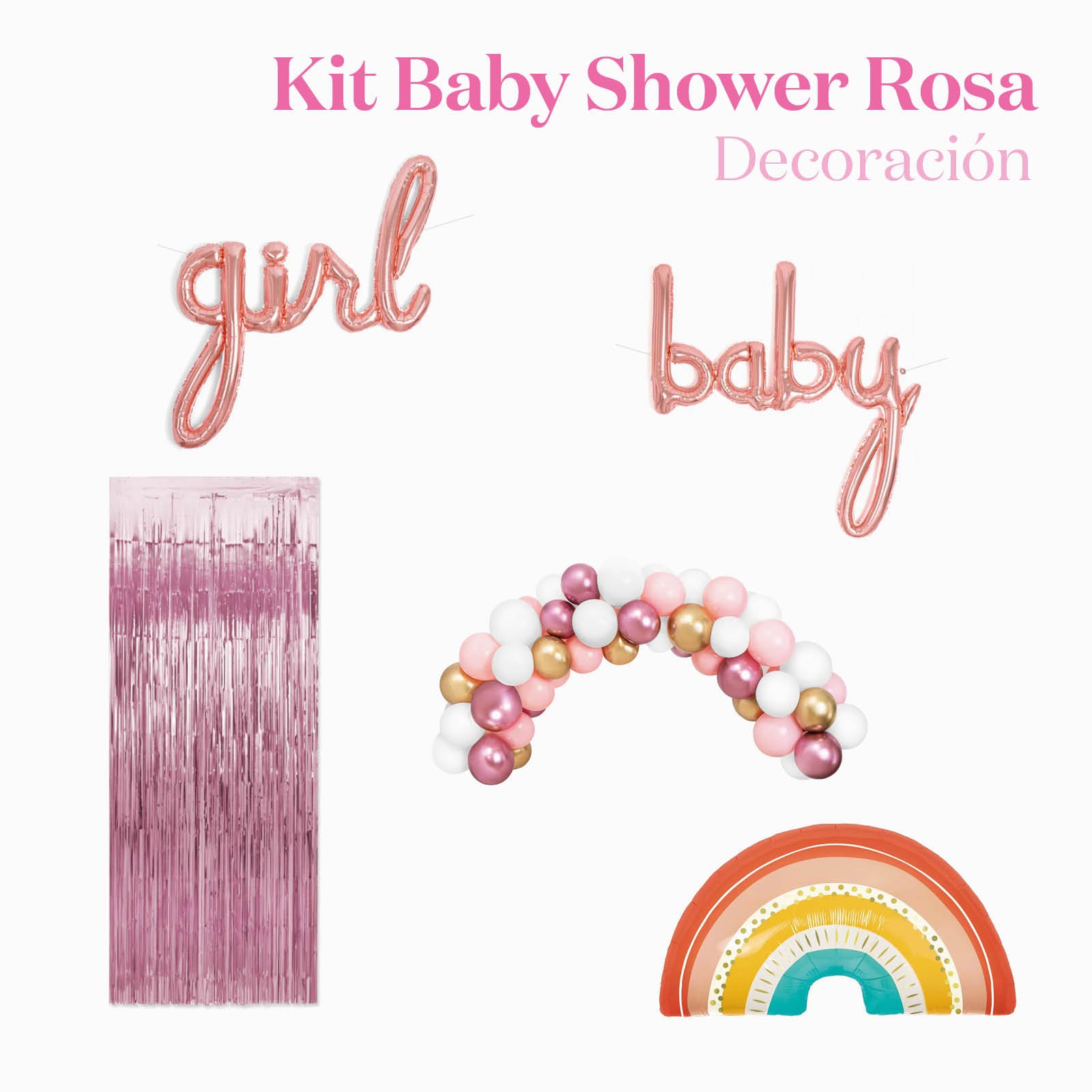 Kit Decoración Ambiente Baby Shower Rosa