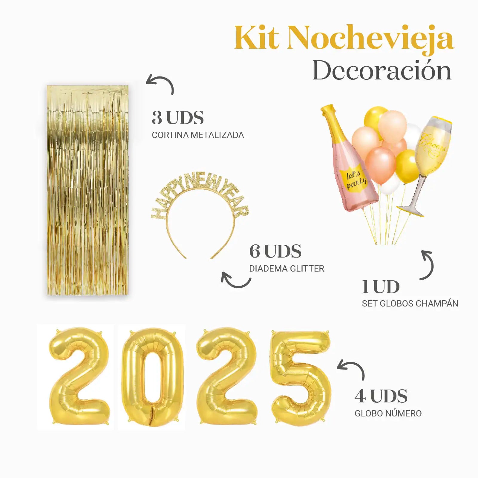 Deco Kit Photocall Novieja 2025 6 Gold People 23 UDs