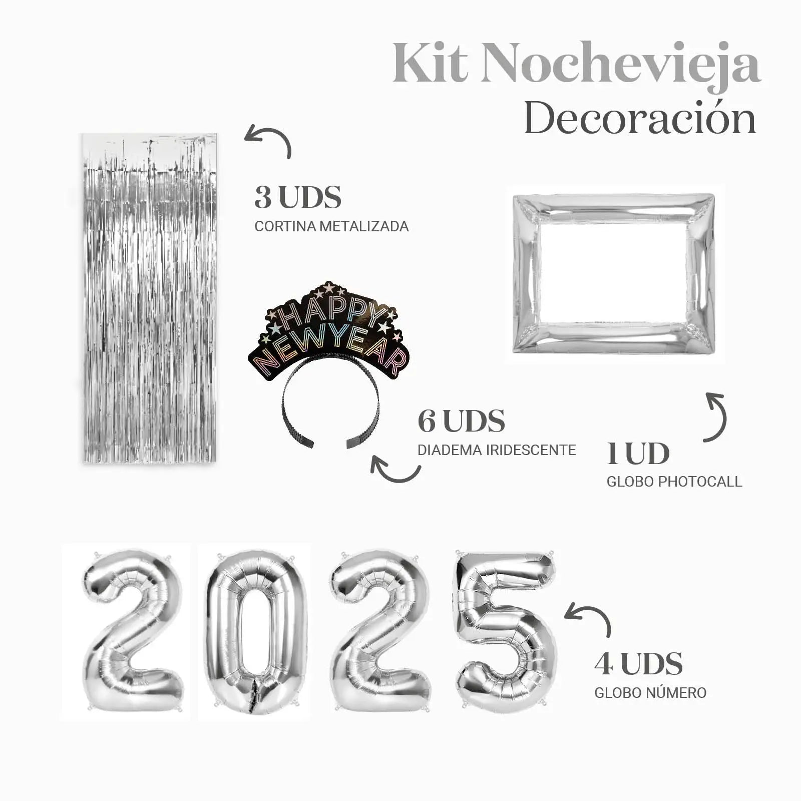 DECO KIT PHOTOCALL NOVIEJA 2025 6 SILVER PEOPLE