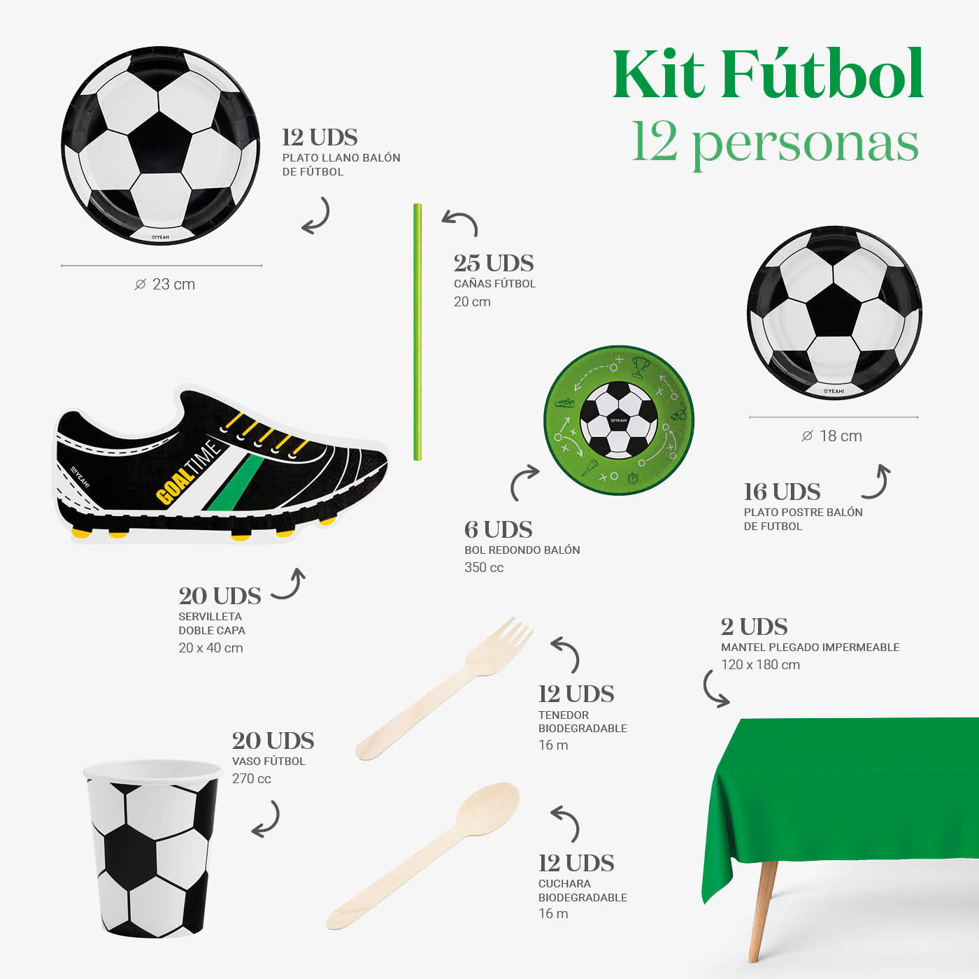 Kit Mesa Premium 12 personas Fútbol