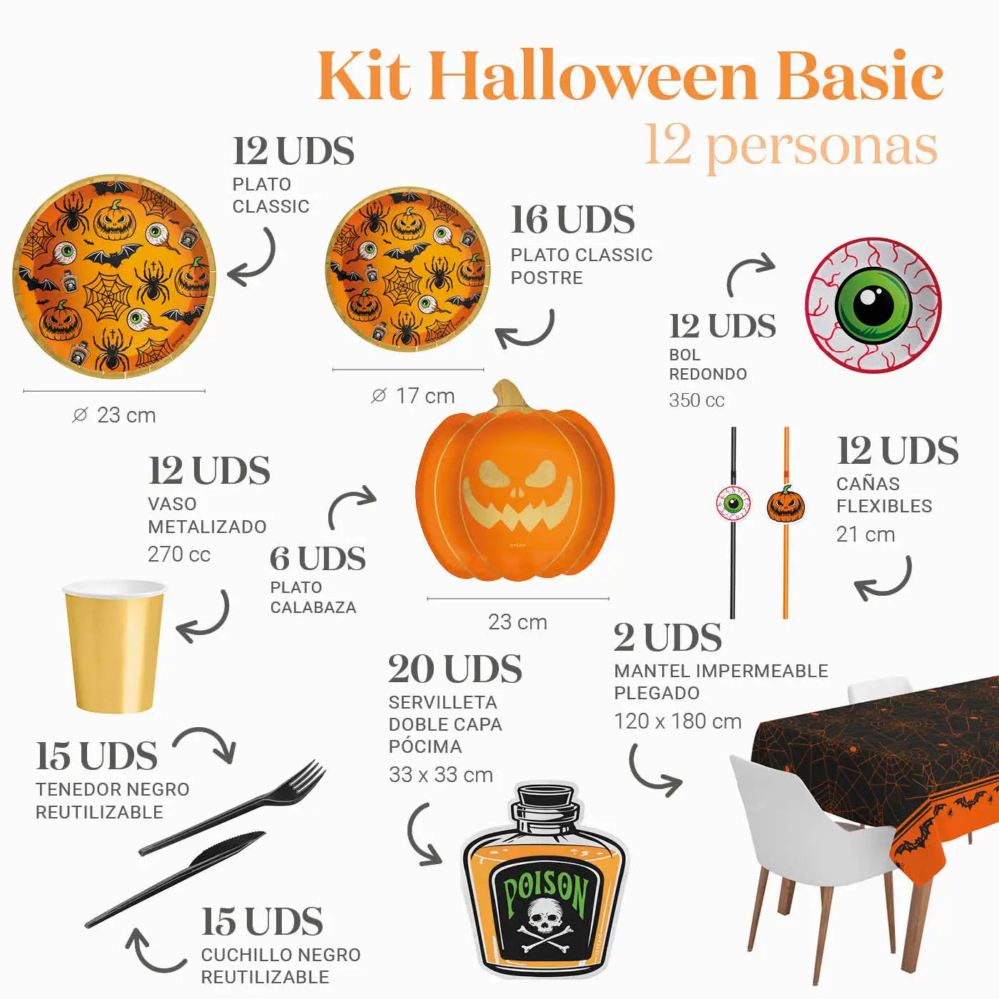 Kit da tavolo Halloween premium 12 persone