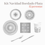 Kit de construção de Natal bordado prateado 12 pessoas