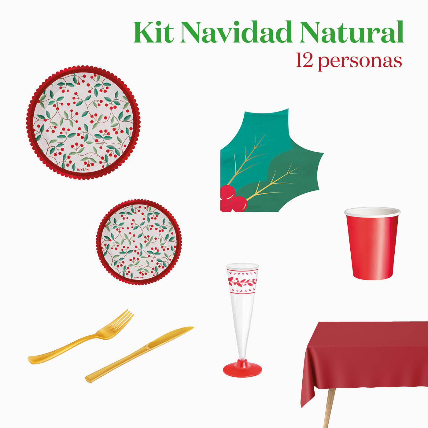 Kit da tavolo premium di Natale naturale 12 persone