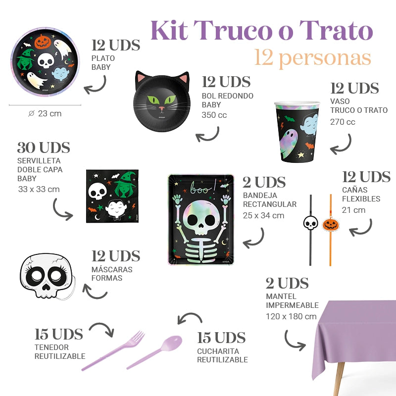 Kit Mesa Premium Truco o Trato 12 Personas