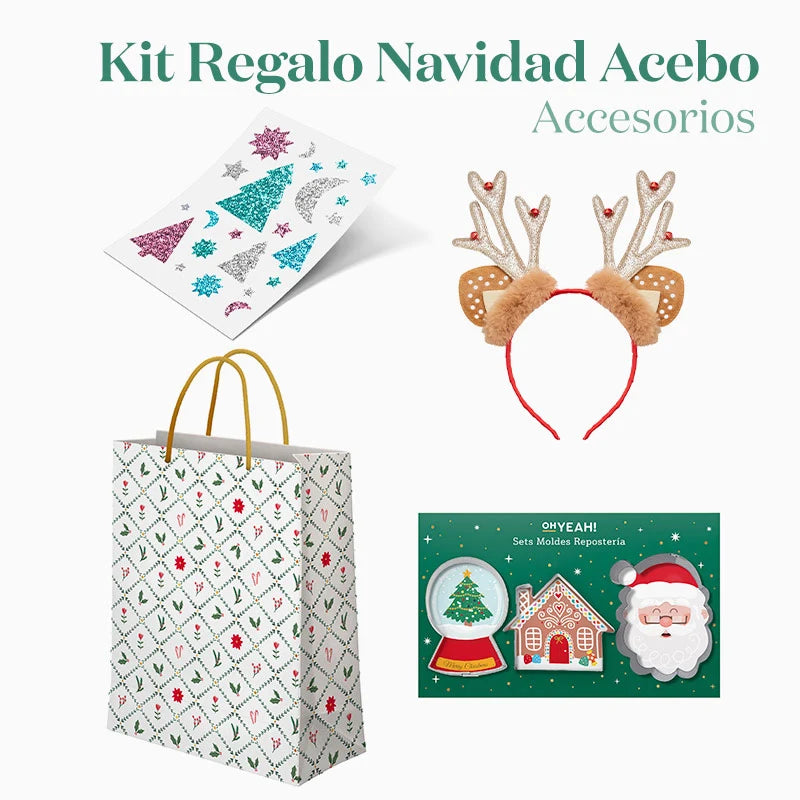 Kit Regalo Bolsa Navidad Acebo Blanco