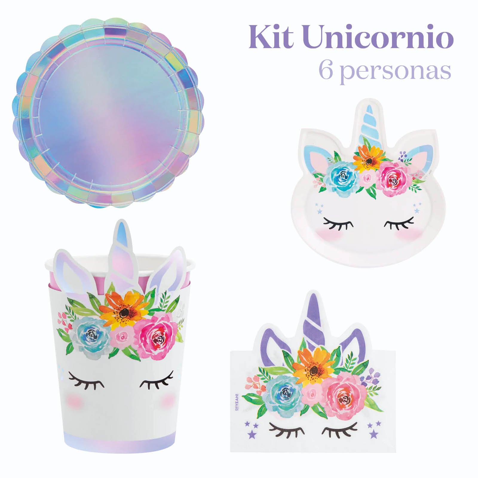 Kit Mesa Basic 6 Personas Unicornio