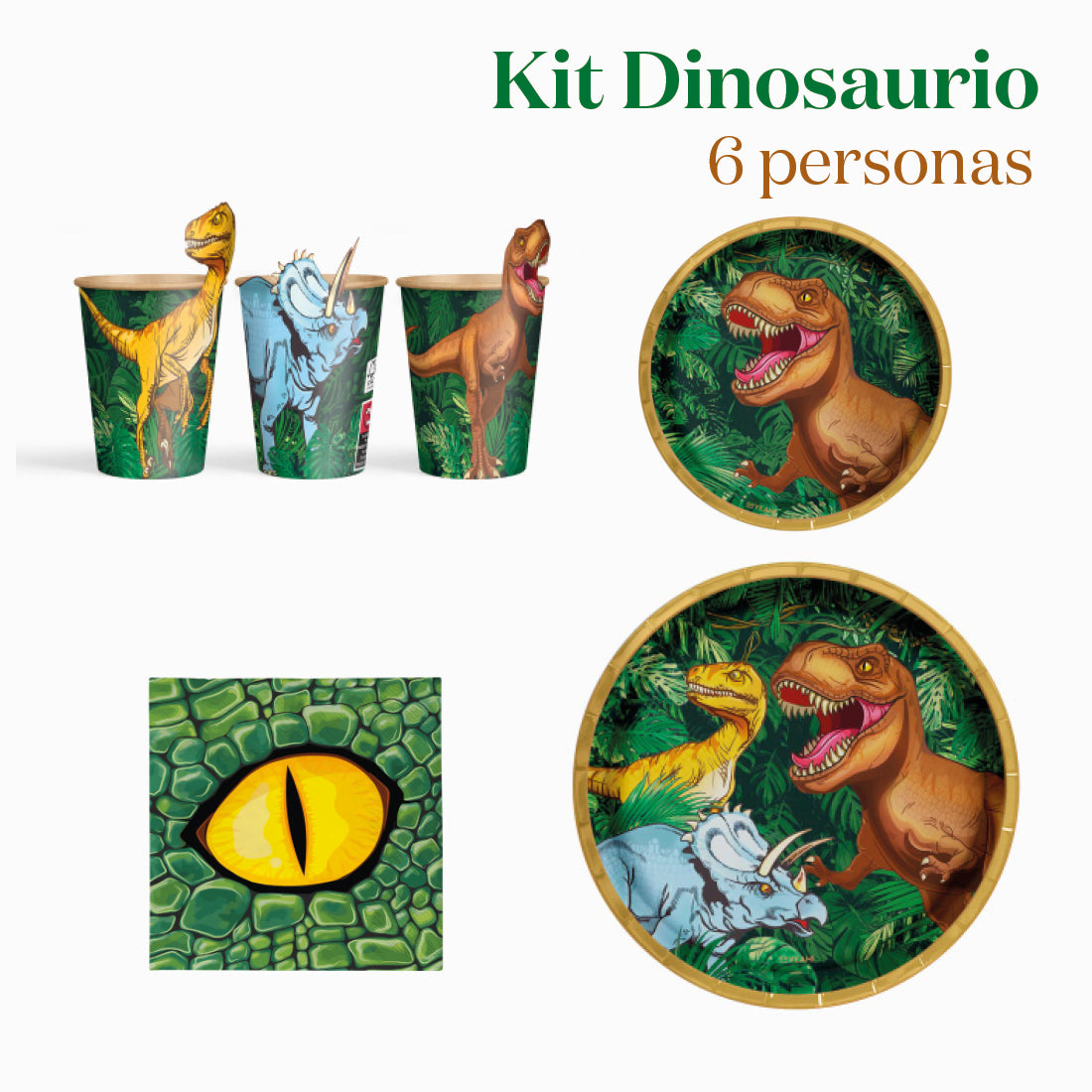 Kit da tavolo di base 6 persone Dinosaur