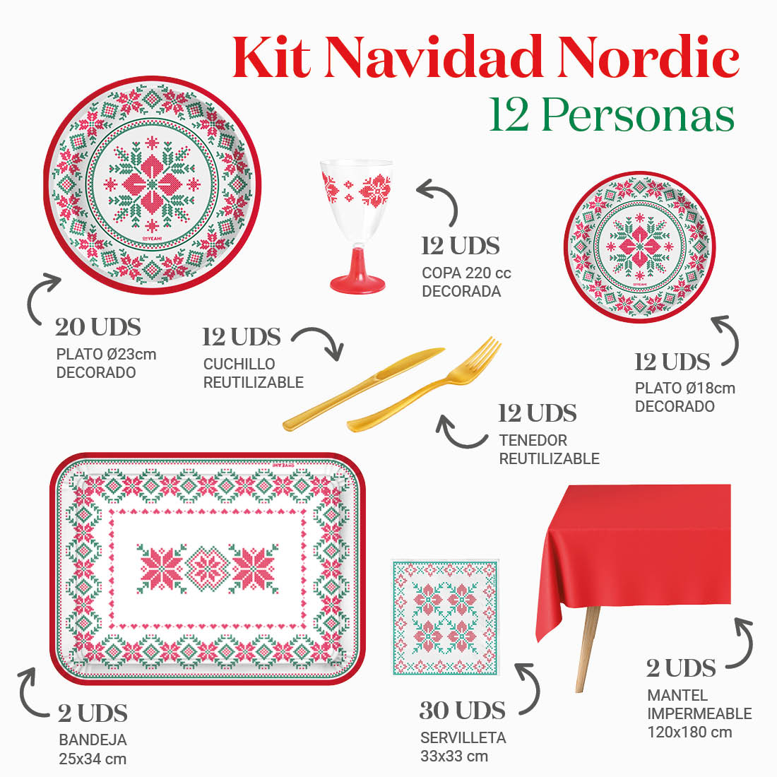 Kit da tavolo nordico premium 12 persone