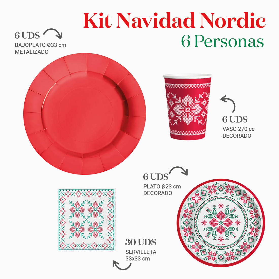 Kit da tavolo nordico di base 6 persone