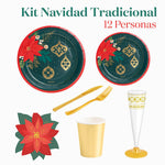 Kit de mesa premium de Natal tradicional 12 pessoas